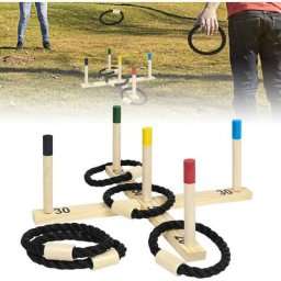 Naizy - Jeu de Lancer D'anneaux en Plein Air Jeu en Bois avec 5 Anneaux de Lancer + 1 Croix Jeu de
