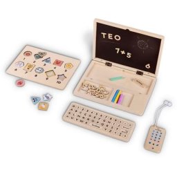 Beeloom - Cahier laptop en bois avec tableau blanc magnétique et réversible pour enfants
