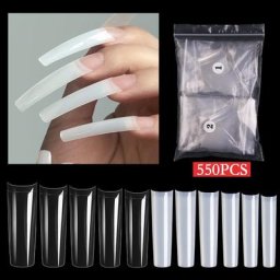 Faux Ongles Incurvés en Forme de Cercueil Français Extra Longs Carrés média Gel UV Moule à
