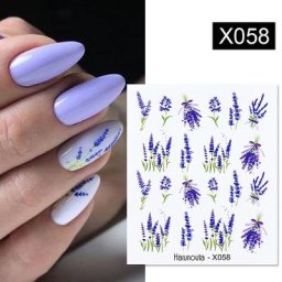 Autocollants à eau pour décoration des ongles 1 feuille motif Bouquet de lavande fleurs d'été