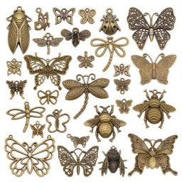 Julia Wang – 10 pièces de breloques papillon libellule mélange aléatoire en alliage insectes