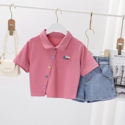 Short en jean et T-shirt en coton trempé pour fille ensemble 2 pièces vêtements confortables mode