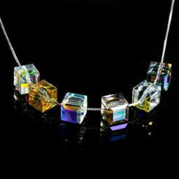 Perles carrées en cristal de 4 à 8MM carrées et brillantes couleur AB en verre perles