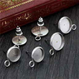 Clous de Boucles d'Oreilles en Acier Inoxydable Base Vierge Adapté aux Cabochons en Verre de 8mm