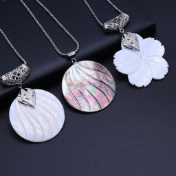Collier pendentif en coquillage de vadrouille naturel fleur nacre breloques colliers