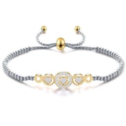 Bracelets à breloques en forme de cœur pour femmes faits à la main en acier inoxydable perles
