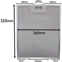 Filtre de hotte 260x320 mm Filtre à graisse pour hotte aspirante de cuisine Ventilation Aspirateur