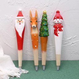 Stylo à bille en bois pour père noël arbre de noël cerf cadeaux de joyeux noël papeterie outil