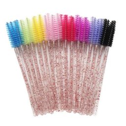 Pinceaux de maquillage cristal à poignée colorée jetable baguettes de Mascara pour cils extensions