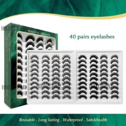 Faux-Cils Longs en Vison Naturel de 15 à 25mm 40 Paires Maquillage 3D Extension Lisse pour la