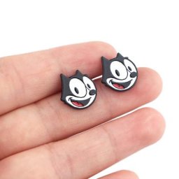 Boucles d'oreilles chat anime Kawaii pour femmes boucle d'oreille en acier inoxydable goujon d'art