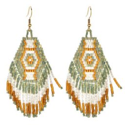 Boucles d'Oreilles Géométriques Boho pour Femme Bijoux à Motif d'Oeil en Perles Faites à la Main