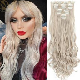MERISIHAIR-Extensions de cheveux synthétiques ondulés postiche droite 16 clips coiffure de degré