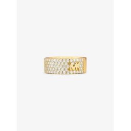 Michael Kors Bague Mott à logo en argent sterling plaqué en métal précieux et sertie pavé