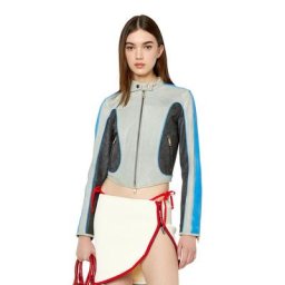 DIESEL Veste biker en cuir color-block