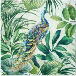 1001kdo Hygiene&beaute - Lot de 20 serviettes en papier 33 x 33 cm Paon majestueux