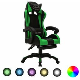 Fauteuil de jeux vidéo avec led rvb Vert et noir Similicuir Vidaxl vert et noir