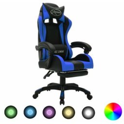 Fauteuil de jeux vidéo avec led rvb Bleu et noir Similicuir Vidaxl Bleu et noir