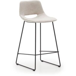 Tabouret Zahara beige et acier noir hauteur 65 cm - Beige - Kave Home