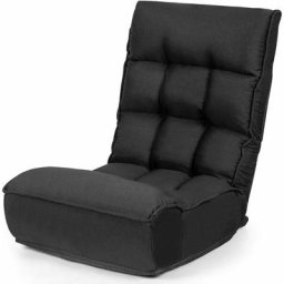 Chaise Pliable de Sol Relax - Dossier à 4 Position Réglable 90°-150° en Tissu de Lin de Style