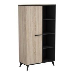 Buffet haut Bruce 1porte 4 niches - Naturel - Coloris chêne et noir
