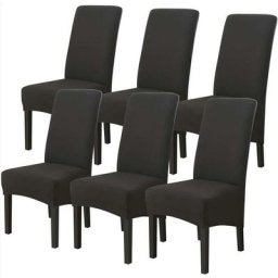 Moonstars - Simplicity Home Bedroom Plus High Stretch Milk Silk Waterproof Chair Cover - Black, 6pcs