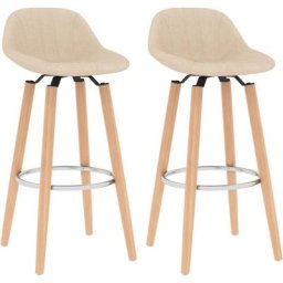 Tabourets de bar lot de 2 crème tissu Vidaxl Crème