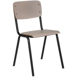 Atmosphera - Chaise de table en Métal noir et Bois Taupe - Taupe