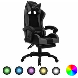 Fauteuil de jeux vidéo avec led rvb Gris et noir Similicuir Vidaxl Gris et noir