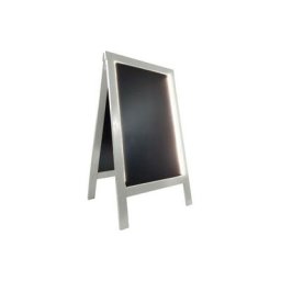 Chevalet stop trottoir bois couleur gris cérusé de dimensions 127 x 75 cm avec éclairage led - Gris