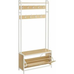 Vasagle Meuble d'Entrée avec Banc, 9 Crochets et Étagère, Porte-Manteaux, Vestiaire, pour Couloir,