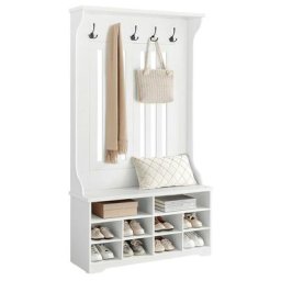 Songmics - Meuble d'Entrée, Vestiaire, Porte-manteau avec Banc, Rangement pour Chaussures, avec