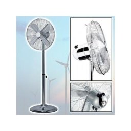 Trade Shop - Ventilateur De Sol Chromé 4 Pâle 40 Cm Oscillant 3 Vitesses 115 Cm 60 w -