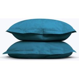 Taie d'oreiller percale bleu paon 50x70 cm x2 - Bleu_paon - Hypnia