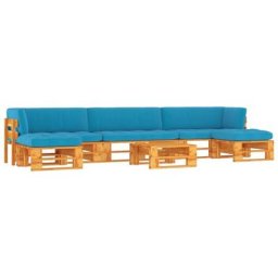 Salon de jardin palette 6 pcs pin imprégné de marron miel Vidaxl Bleu