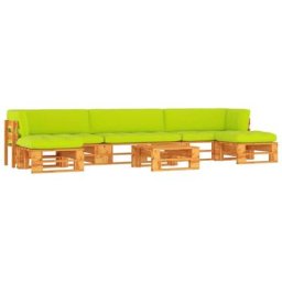 Salon de jardin palette 6 pcs pin imprégné de marron miel Vidaxl Vert vif