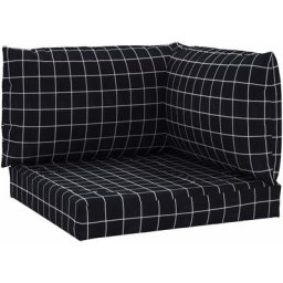 Coussins de palette 3 pcs motif à carreaux noir tissu Oxford Vidaxl Black and white