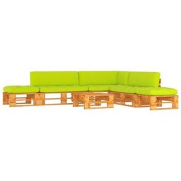 Salon de jardin palette 6 pcs pin imprégné de marron miel Vidaxl Vert vif