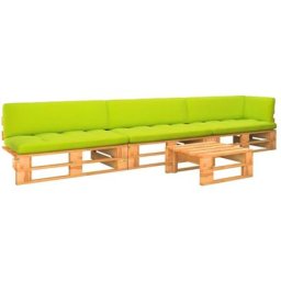 Salon de jardin palette 4 pcs pin imprégné de marron miel Vidaxl Vert vif