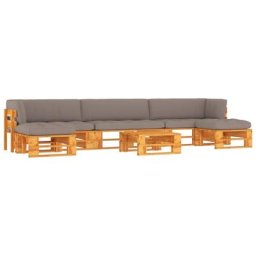 Salon de jardin palette 6 pcs pin imprégné de marron miel Vidaxl Taupe