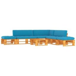Salon de jardin palette 6 pcs pin imprégné de marron miel Vidaxl Bleu