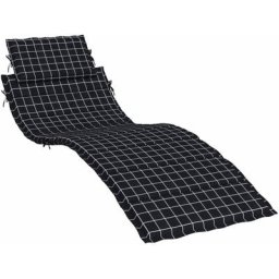 Coussin de chaise longue motif à carreaux noir tissu oxford Vidaxl Black and white