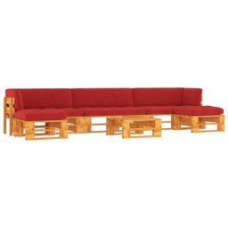 Salon de jardin palette 6 pcs Pin imprégné de marron miel Vidaxl Rouge