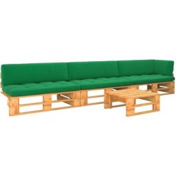 Salon de jardin palette 4 pcs Pin imprégné de marron miel vidaXL - Vert