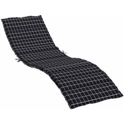 Coussin de chaise longue motif à carreaux noir tissu oxford Vidaxl Black and white