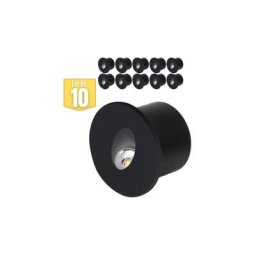 Lot de 10 Spots led muraux rond noir 3W 4000K - Noir