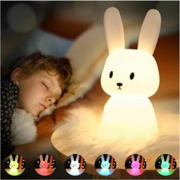 Lapin Veilleuse Bebe Tactile 7 Couleurs usb Rechargeable Peut être Chronométré Veilleuse Enfant