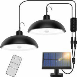 Lampe solaire d'extérieur avec télécommande, panneau solaire réglable à 360 °, lustre solaire