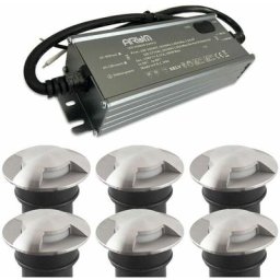 Lot de 6 Encastrables de Sol Balisage 3W Mini-CANYON IP67 12V avec transformateur selv 50W IP67