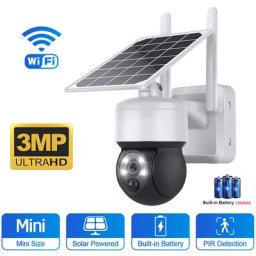 Camera de Surveillance Solaire Exterieure ptz 3MP 2.4Ghz WiFi filaire et sans fil Audio